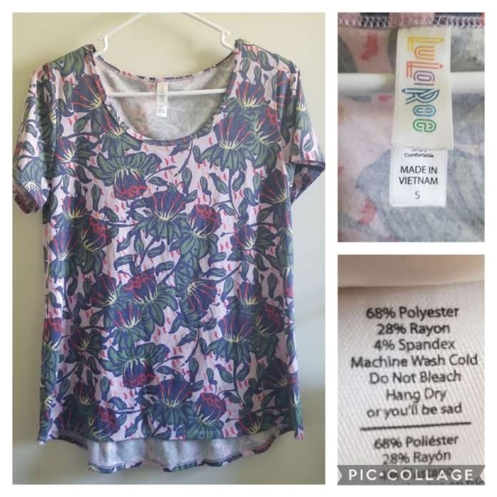 LuLaRoe Purple and Green Floral Tee